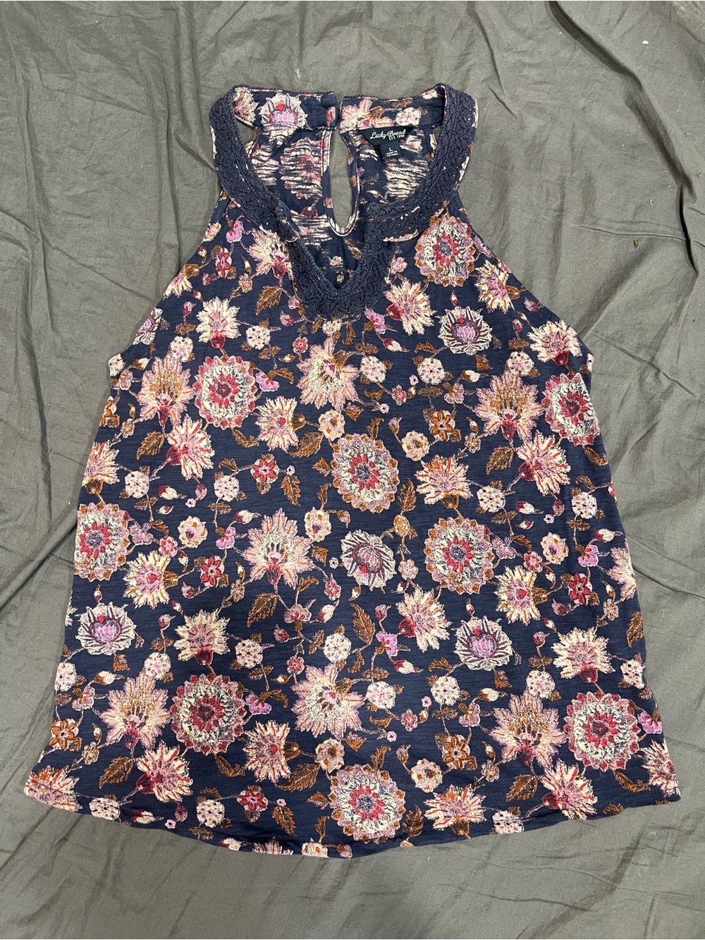 Lucky Brand Navy Floral Tank Top